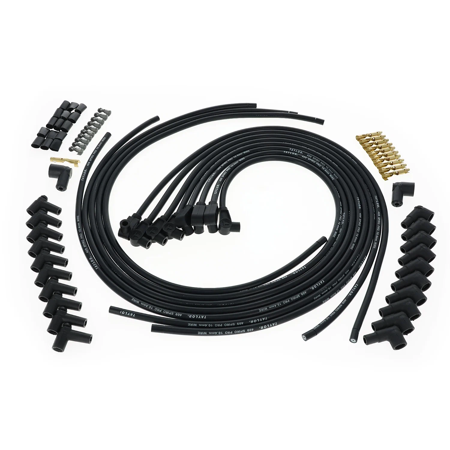 Spark Plug Wire Set Universal 10.4mm Silicone Spiro Pro 409 409 90_ Black 79051